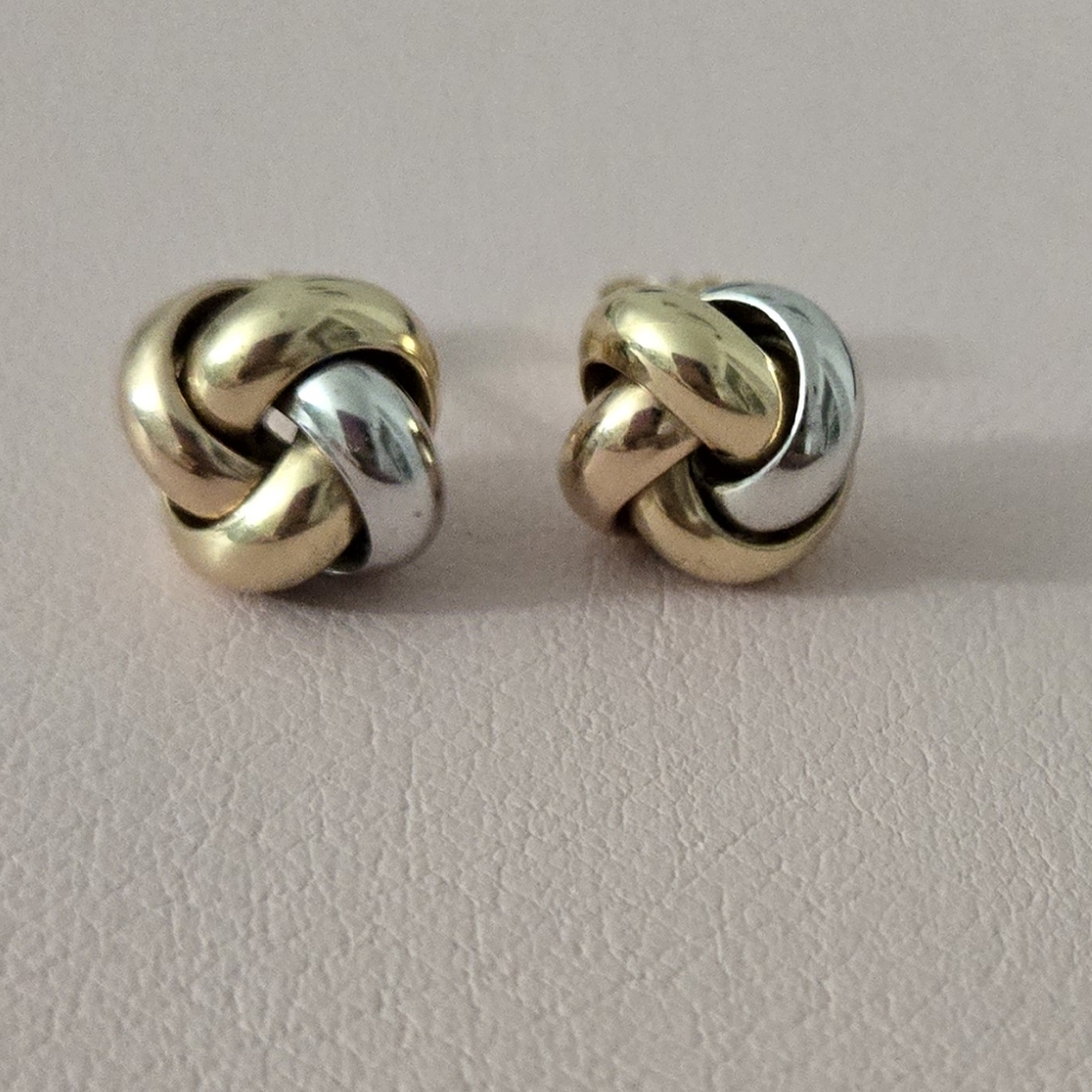 14k Gold Tri color Love Knot Earrings, OFFERS welcome